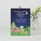 Meisjes Camping Sleepover Birthday Party Invitatio Kaart (Staand voorkant)
