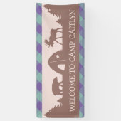 Meisjes camping verjaardagsfeestje welkom banner (Verticaal)