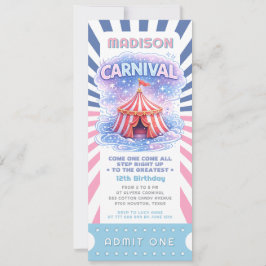 Meisjes Carnaval Verjaardagskaart Toegang Eén Circ Kaart