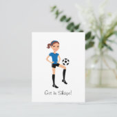 Meisjes Cartoon Soccer Folded Card Briefkaart (Staand voorkant)