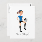 Meisjes Cartoon Soccer Folded Card Briefkaart (Voorkant / Achterkant)