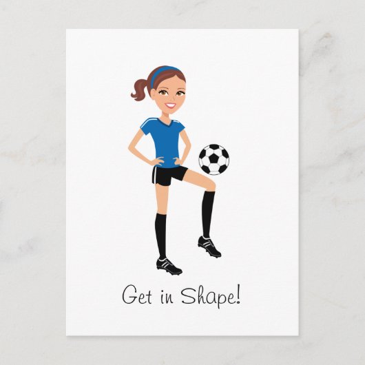 Meisjes Cartoon Soccer Folded Card Briefkaart (Voorkant)
