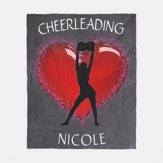 Meisjes Cheer Chalkboard Heart met aangepaste naam Fleece Deken (Voorkant)