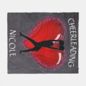 Meisjes Cheer Chalkboard Heart met aangepaste naam Fleece Deken (Voorkant (Horizontaal))