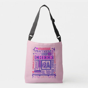 Meisjes Cheerlead roze en Paarse Word Art Crossbody Tas