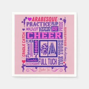 Meisjes Cheerlead roze en Paarse Word Art Servet