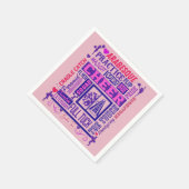 Meisjes Cheerlead roze en Paarse Word Art Servet (Hoek)