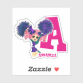 Meisjes CHEERLEADER gepersonaliseerd Genoemd Monog Sticker (Vel)