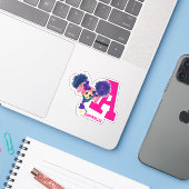 Meisjes CHEERLEADER Persoonlijke Naam Initiaal Sticker (Laptop met iPhone)