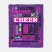 Meisjes Cheerleading Word Art in zwart-roze Paars Fleece Deken (Voorkant)