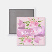 Meisjes, , Chic, Floral Blush Pink Baby shower Magneet (Voorkant / Achterkant)
