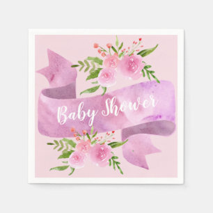 Meisjes, , Chic, Floral Blush Pink Baby shower Servet