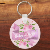 Meisjes, , Chic, Floral Blush Pink Baby shower Sleutelhanger (Voorkant)