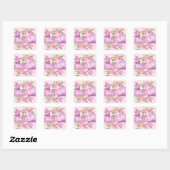 Meisjes, , Chic, Floral Blush Pink Baby shower Vierkante Sticker (Vel)