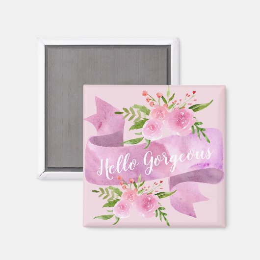 Meisjes  Chic Floral Blush Pink Hallo Prachtig Magneet (Voorkant / Achterkant)