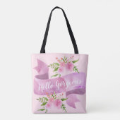 Meisjes Chic Floral Blush Pink Hallo Prachtig Tote Bag (Achterkant)