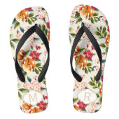 Meisjes Chic Floral Pattern met monogram naam Teenslippers (Voetbed)