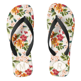 Meisjes Chic Floral Pattern met monogram naam Teenslippers