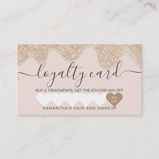 Meisjes-chic Gold glitter druppelt in de bruine ro Klantenkaartje (Voorkant)