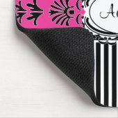 Meisjes Chic Paris Damask Retro Pink en Black Muismat (Hoek)
