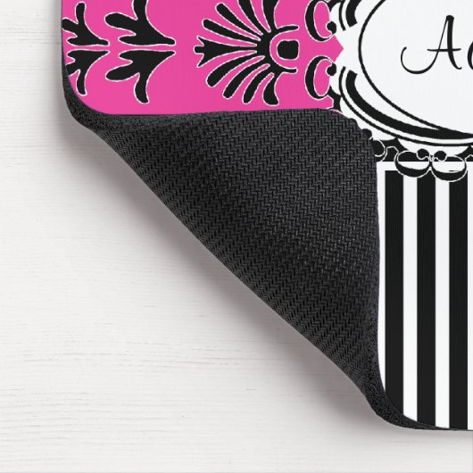 Meisjes Chic Paris Damask Retro Pink en Black Muismat (Hoek)