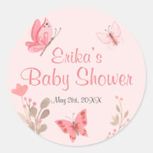 Meisjes Chic Pink Floral Butterflies Baby shower