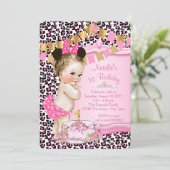 Meisjes Chic Pink Leopard 1e verjaardag Kaart (Staand voorkant)
