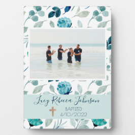 Meisjes Christelijke baptisme herdenkingsblauw Fotoplaat