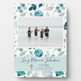 Meisjes Christelijke baptisme herdenkingsblauw Fotoplaat