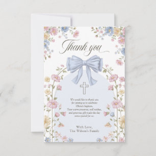 Meisjes Christelijke Doop Pastel Boog Bloemen Bedankkaart