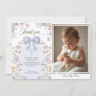 Meisjes Christelijke Doop Pastel Boog Bloemen Bedankkaart