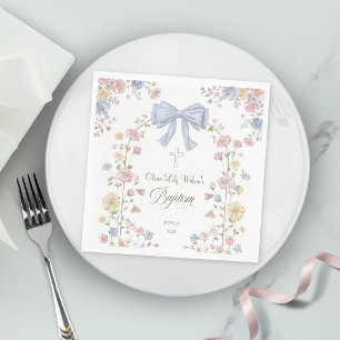 Meisjes Christelijke Doop Pastel Boog Wilde Bloem Servet