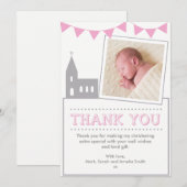 Meisjes Christening/Baptisme Dank je wel Bedankkaart (Voorkant / Achterkant)
