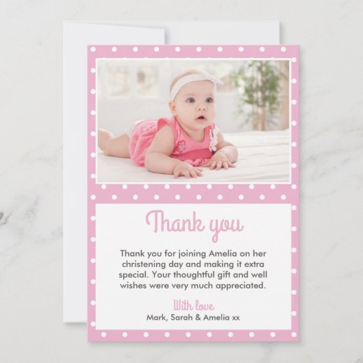 Meisjes Christening/Baptisme Hartelijk dank Bedankkaart (Voorkant)