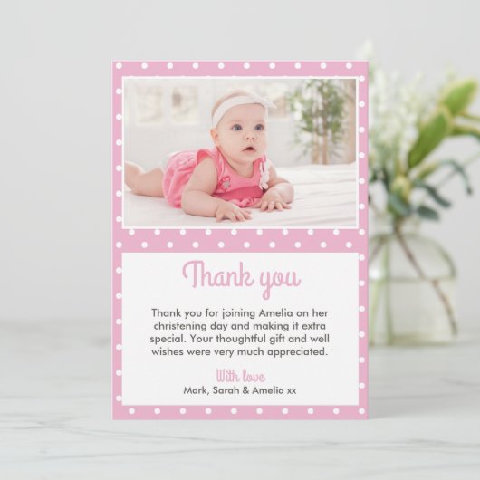 Meisjes Christening/Baptisme Hartelijk dank Bedankkaart (Staand voorkant)