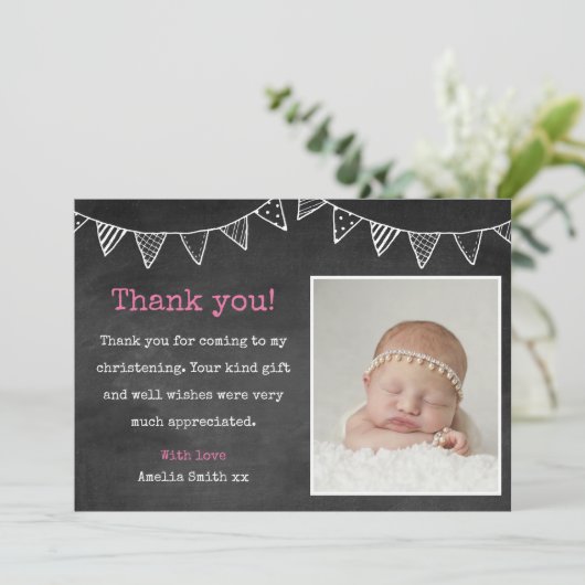 Meisjes Christening/Baptisme Hartelijk dank Bedankkaart (Staand voorkant)