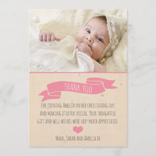 Meisjes Christening/Baptisme Hartelijk dank Bedankkaart