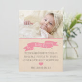 Meisjes Christening/Baptisme Hartelijk dank Bedankkaart (Staand voorkant)