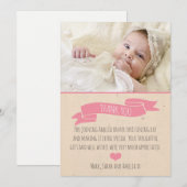 Meisjes Christening/Baptisme Hartelijk dank Bedankkaart (Voorkant / Achterkant)