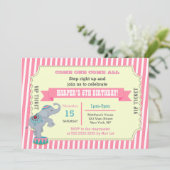 Meisjes Circus Carnaval Ticket Verjaardag Uitnodig Kaart (Staand voorkant)