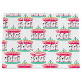 Meisjes circus carrousel patroon grote partijtas groot cadeauzakje (Voorkant)