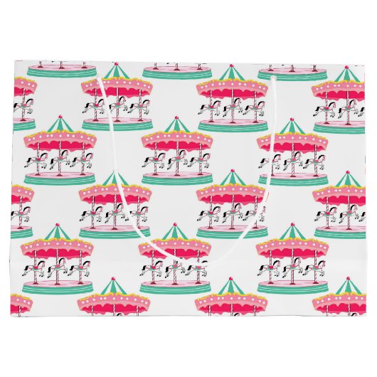 Meisjes circus carrousel patroon grote partijtas groot cadeauzakje (Achterkant)