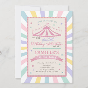 Meisjes Circus Thema Verjaardagsfeest Uitnodiging