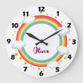 Meisjes Cirkel Regenboog Naam Frame Grote Klok (Voorkant)