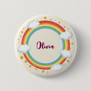 Meisjes Cirkel Regenboog Naam Frame Ronde Button 5,7 Cm