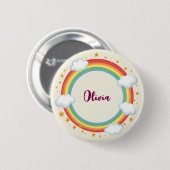 Meisjes Cirkel Regenboog Naam Frame Ronde Button 5,7 Cm (Voorkant /achterkant)
