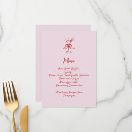 Meisjes Cocktail Brunch Roze Rood Handgeschreven Menu