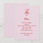 Meisjes Cocktail Brunch Roze Rood Handgeschreven Menu (Voorkant / Achterkant)