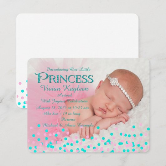 Meisjes Confetti Geboorteaankondigingen Aankondiging (Voorkant / Achterkant)