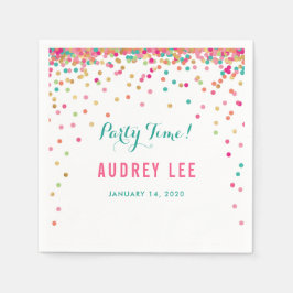 Meisjes confetti strooit verjaardagsfeestdecor servet